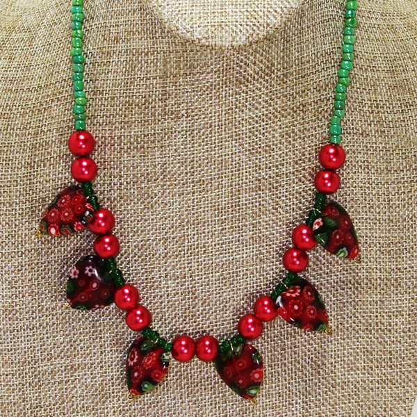 Ebony Beaded Christmas Necklace relevant front view