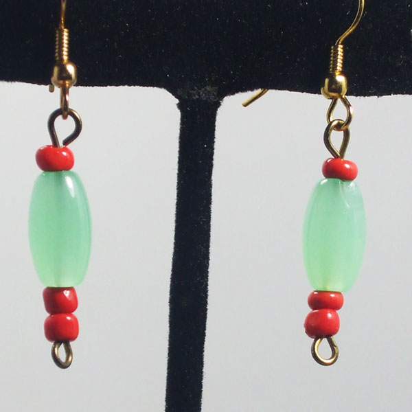 Wainani Jade Bead Earrings relevant front view