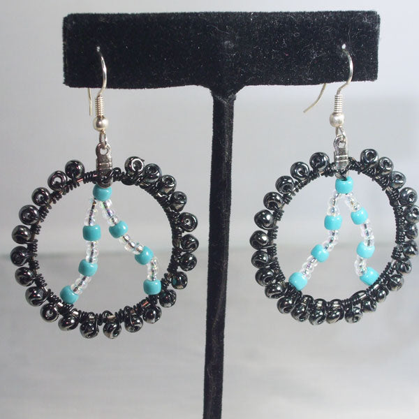 Odda Hoop Turquoise Bead Earrings relevant front view