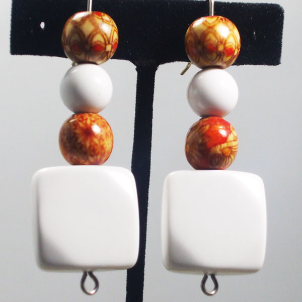 Xenia Wood Bead Earrings relevant front view