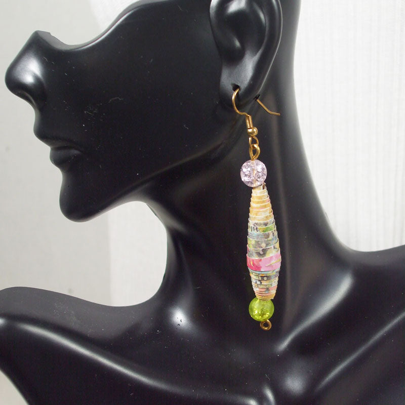 Odessa Paper Bead Earrings relevant front view