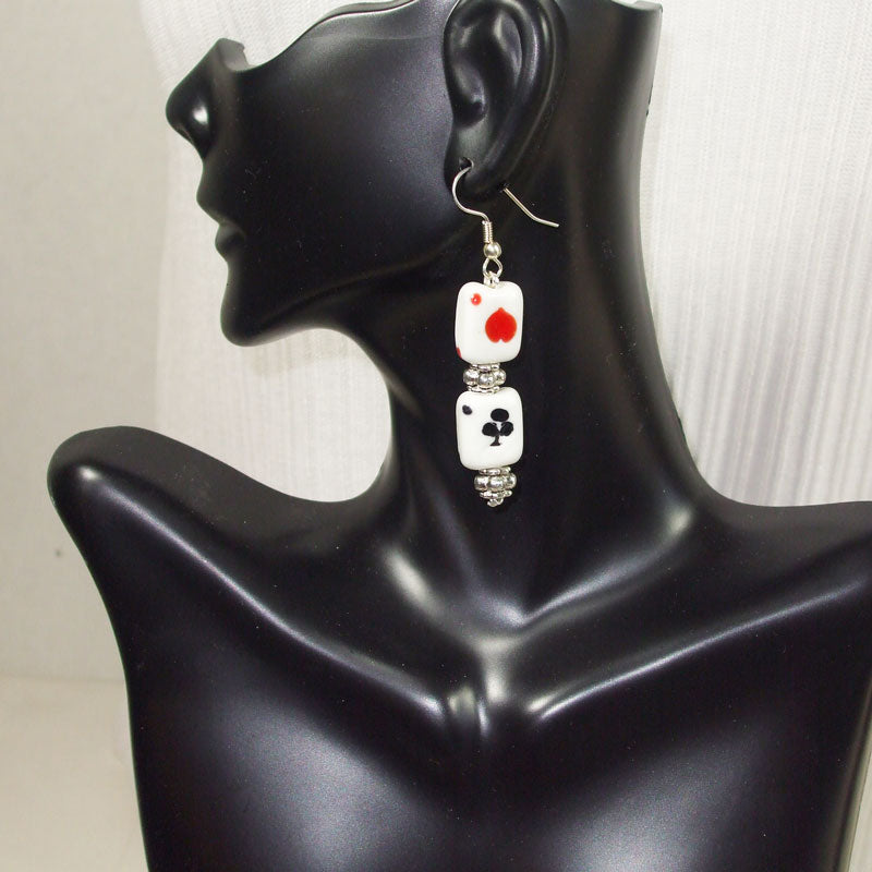 Hadara Card Face Bead Earrings relevant front view