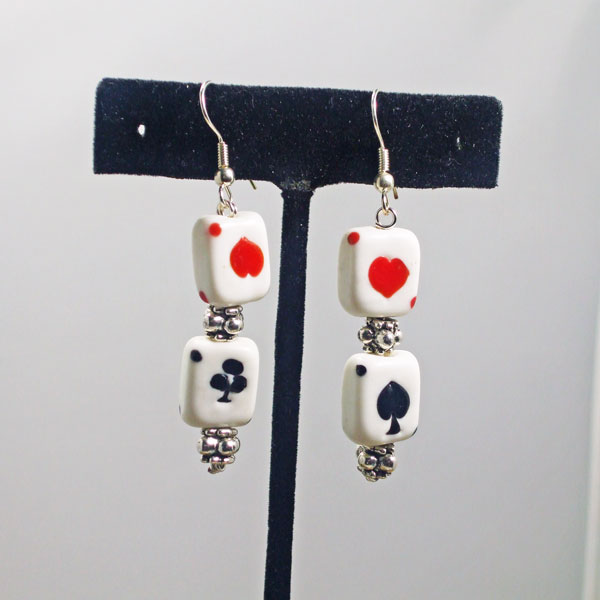 Hadara Card Face Bead Earrings relevant front view