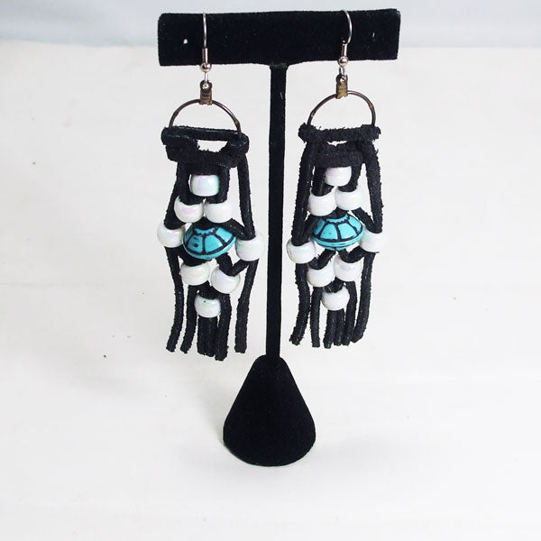 Zaidee Leather Bead Earrings relevant front view