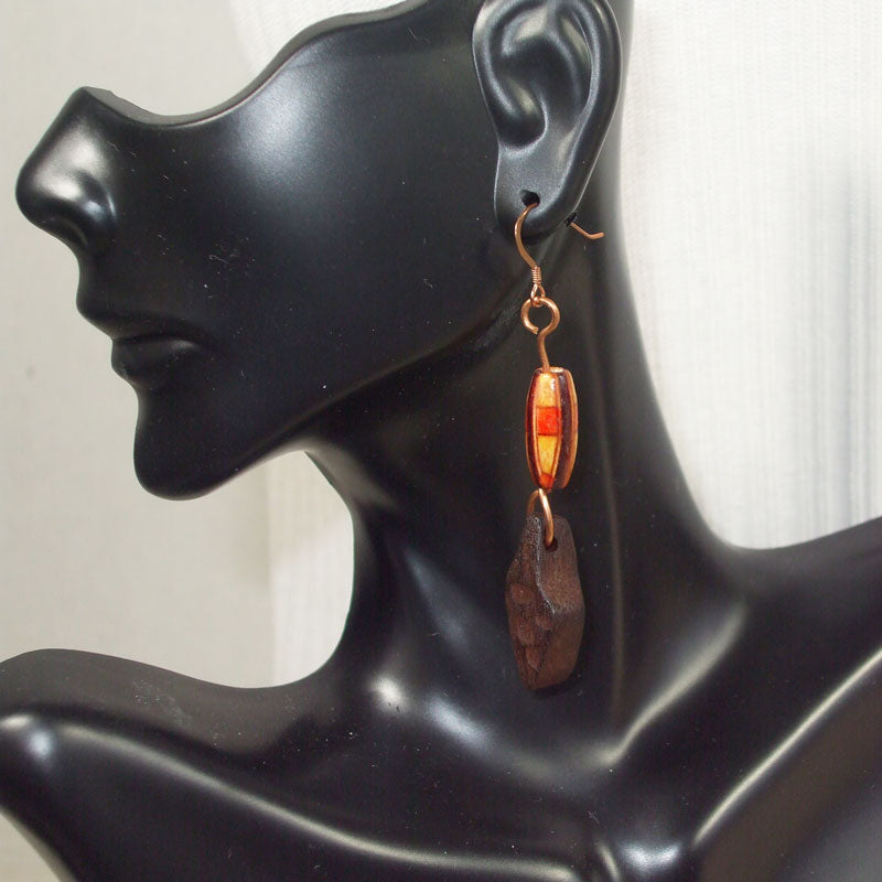 Wallis Carved Wood Bead Earrings relevant front view
