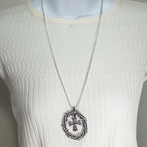 Garnet Peyote Spiral Circular Pendant Necklace relevant front view