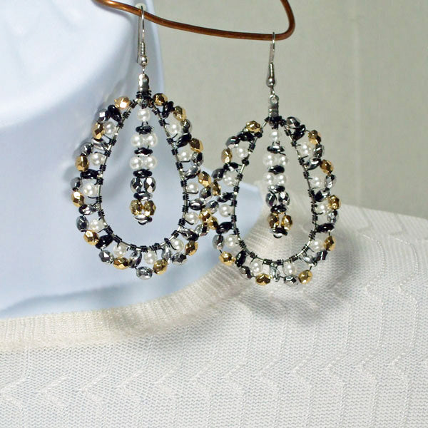 Yaneli Wire Beaded Earrings close up view