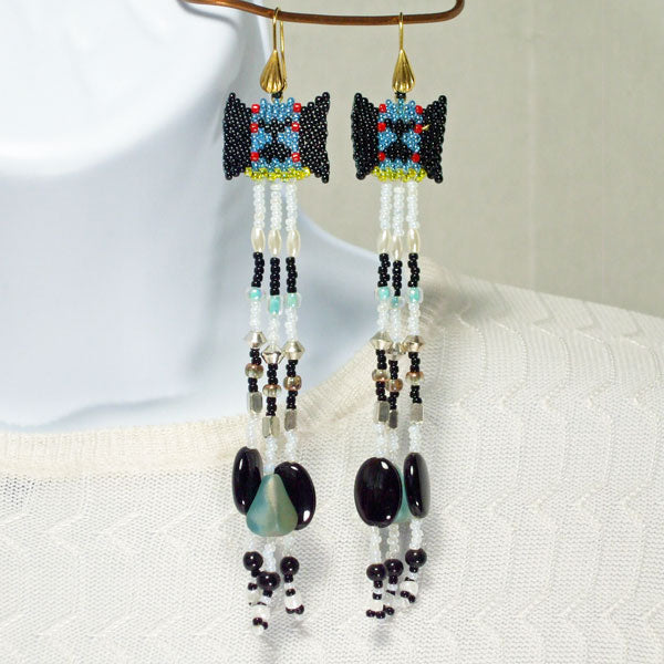 Lahela Fringe Totem Earrings relevant front view