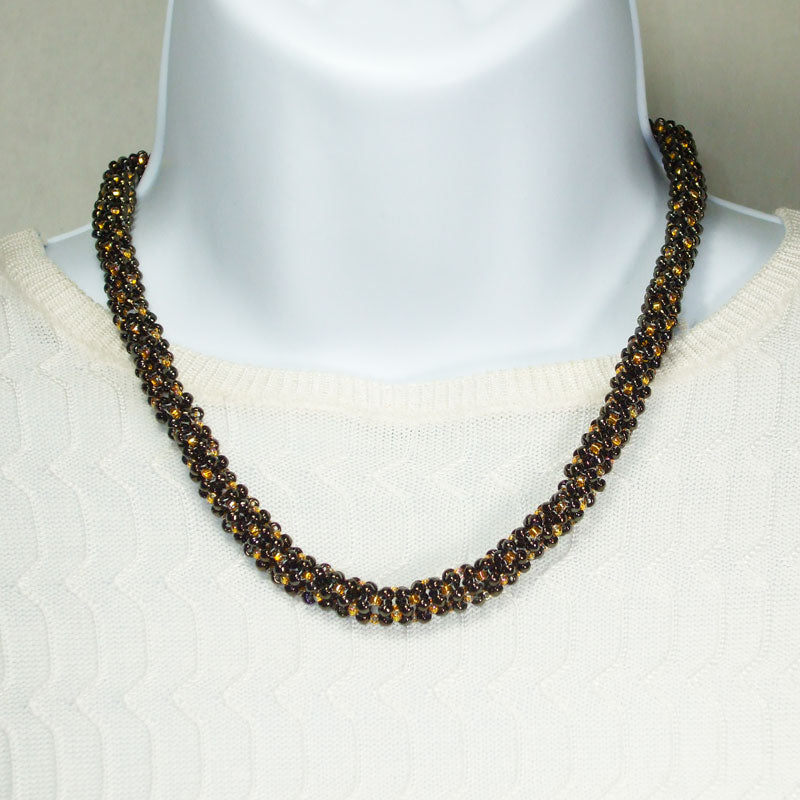 Garyn Gold/Tan Seed Bead Necklace