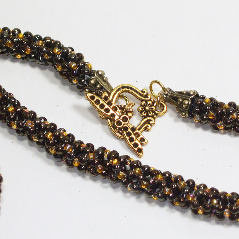 Black and Tan Beaded Gold Necklace | Ben-Amun Jewelry