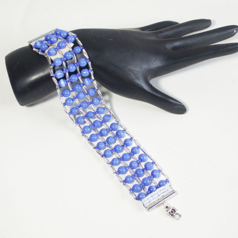 Ursina Loom Blue Beaded Bracelet relevant front view