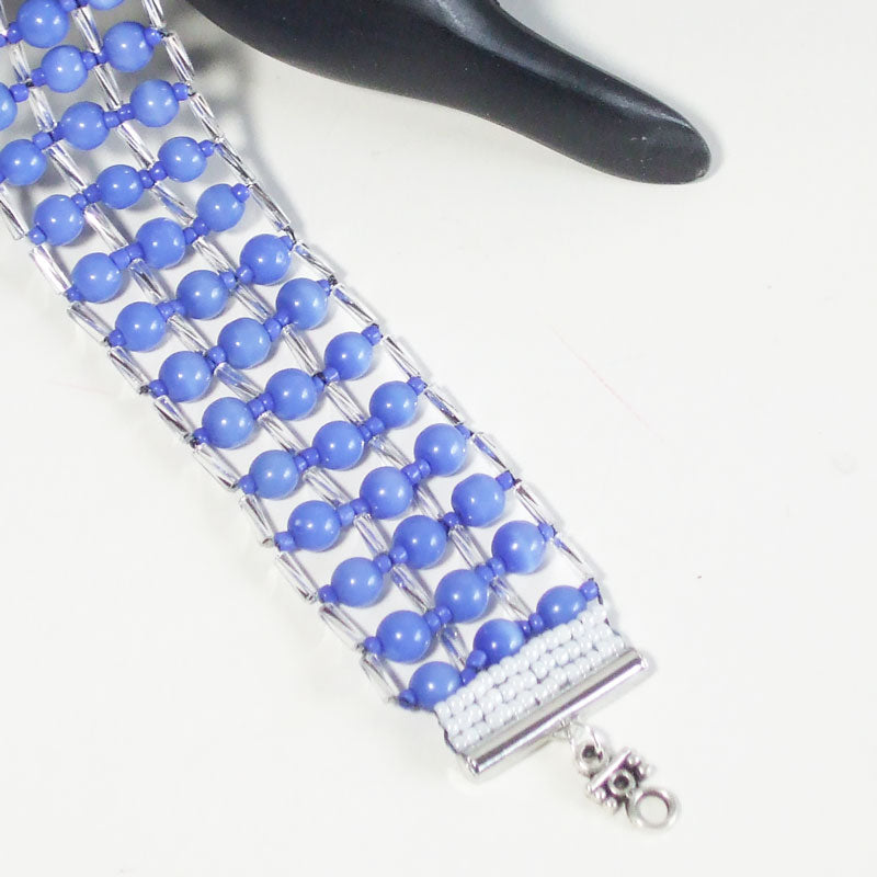 Ursina Loom Blue Beaded Bracelet relevant front view