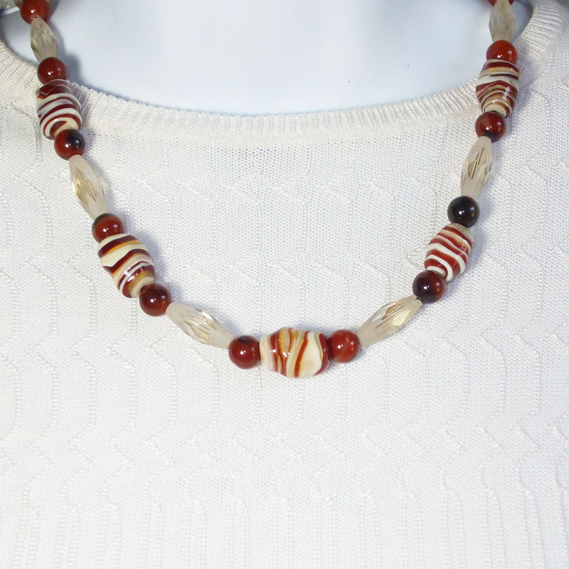 Adaluz Brown/Tan Bead Necklace relevant front view
