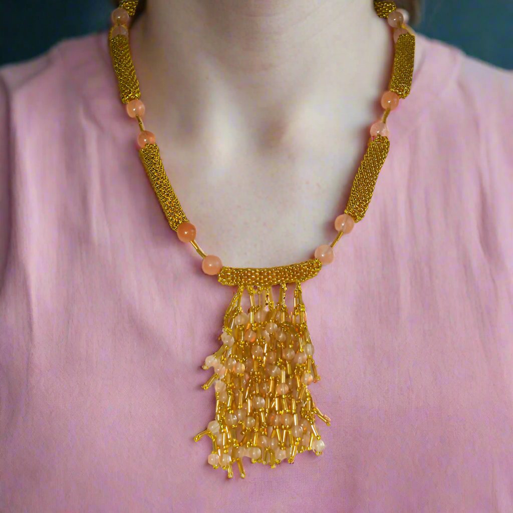 Rahel Gold Seed Bead Necklace relevant front view