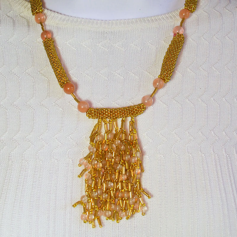 Rahel Gold Seed Bead Necklace relevant front view