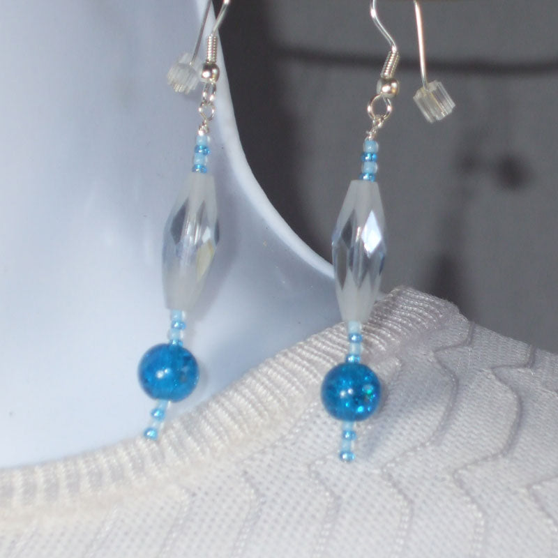 Kaimi Blue Bead Dangle Earrings relevant front view