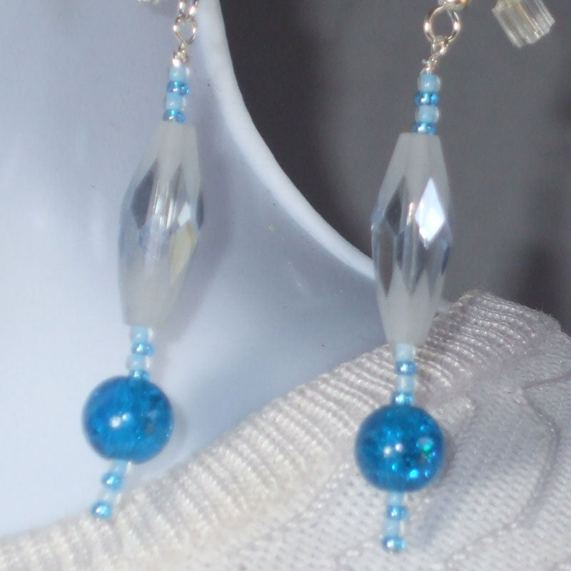 Kaimi Blue Bead Dangle Earrings relevant front view