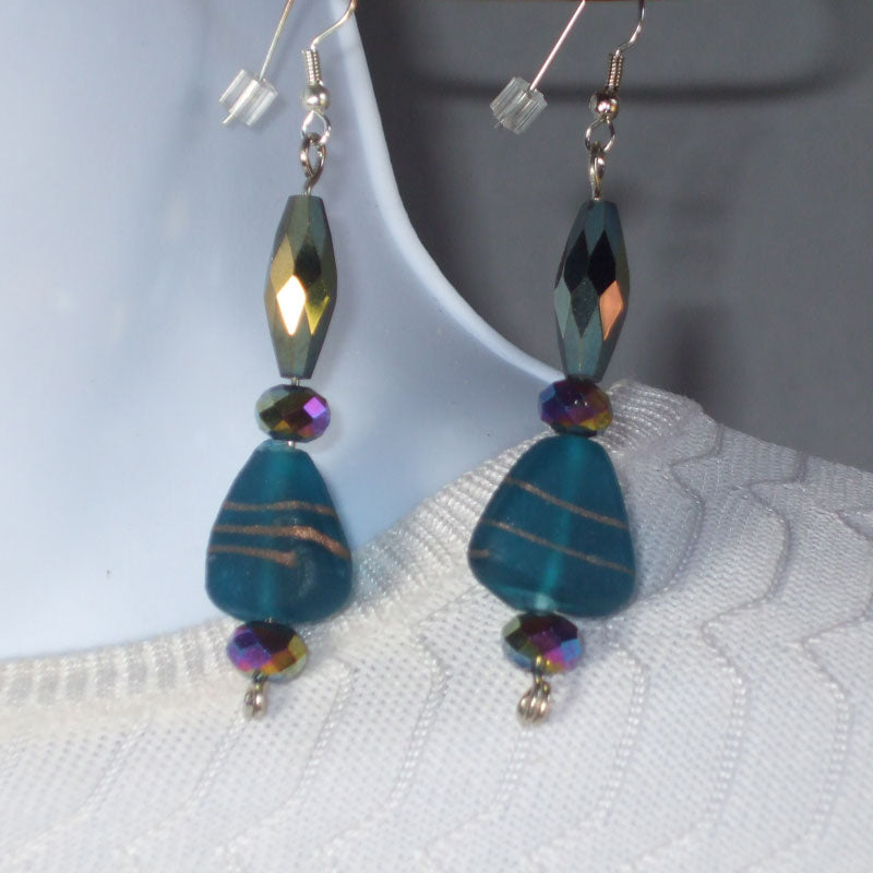 Panfila Blue Bead Earrings relevant front view