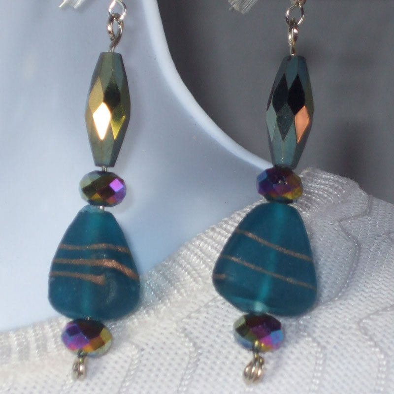 Panfila Blue Bead Earrings relevant front view