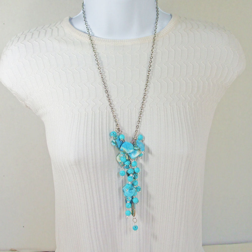 Sai Beaded Pendant Dangle Necklace relative front view