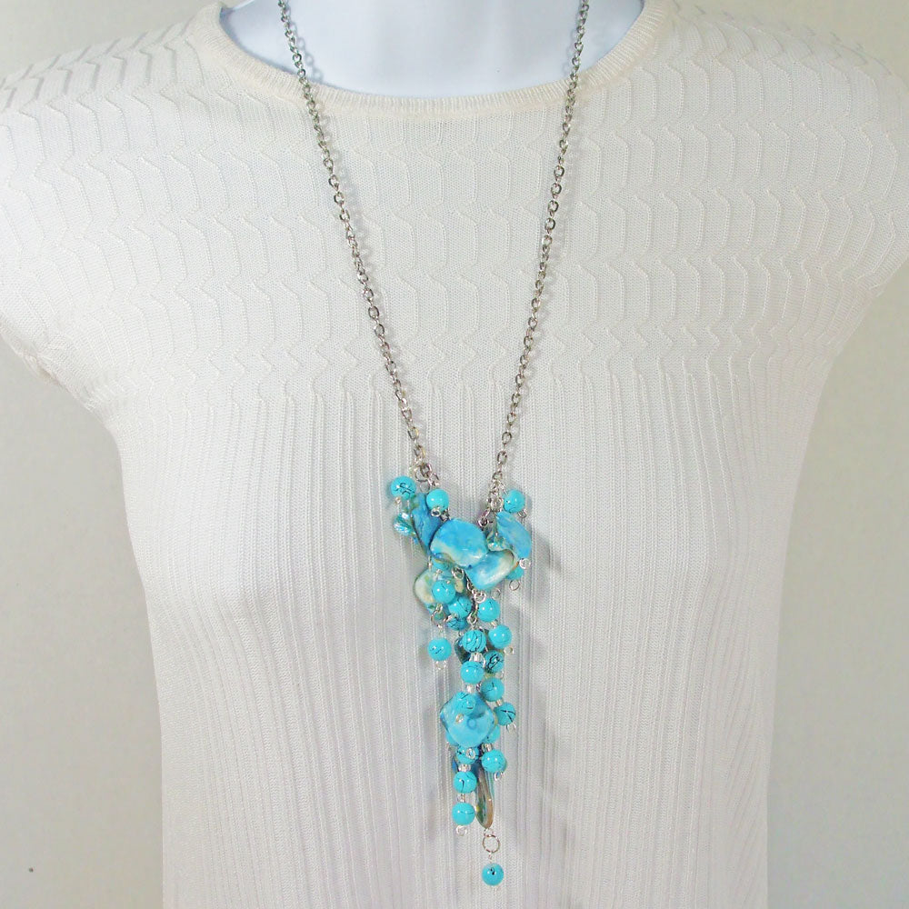 Sai Beaded Pendant Dangle Necklace relative front view